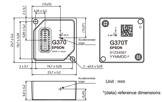 M-G370PDT陀螺儀模塊外部尺寸圖